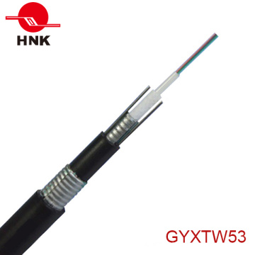 Câble de fibre optique à double blindage et doublé central à fibre optique GYXTW53